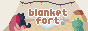 Blanket Fort button - brown text on bright background scene
