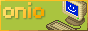onio.club button - gold text next to an animated computer, on a lime background
